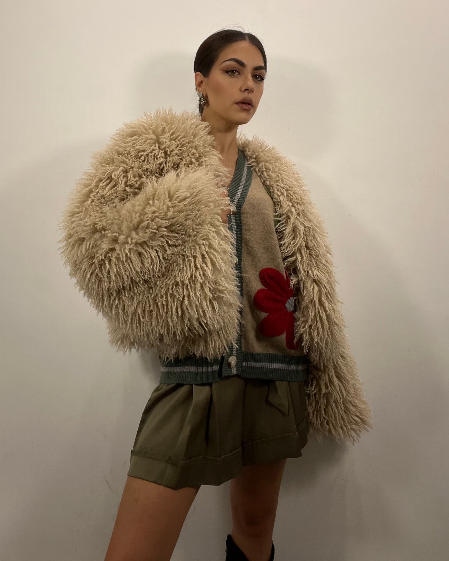 Ecopelliccia frisé beige