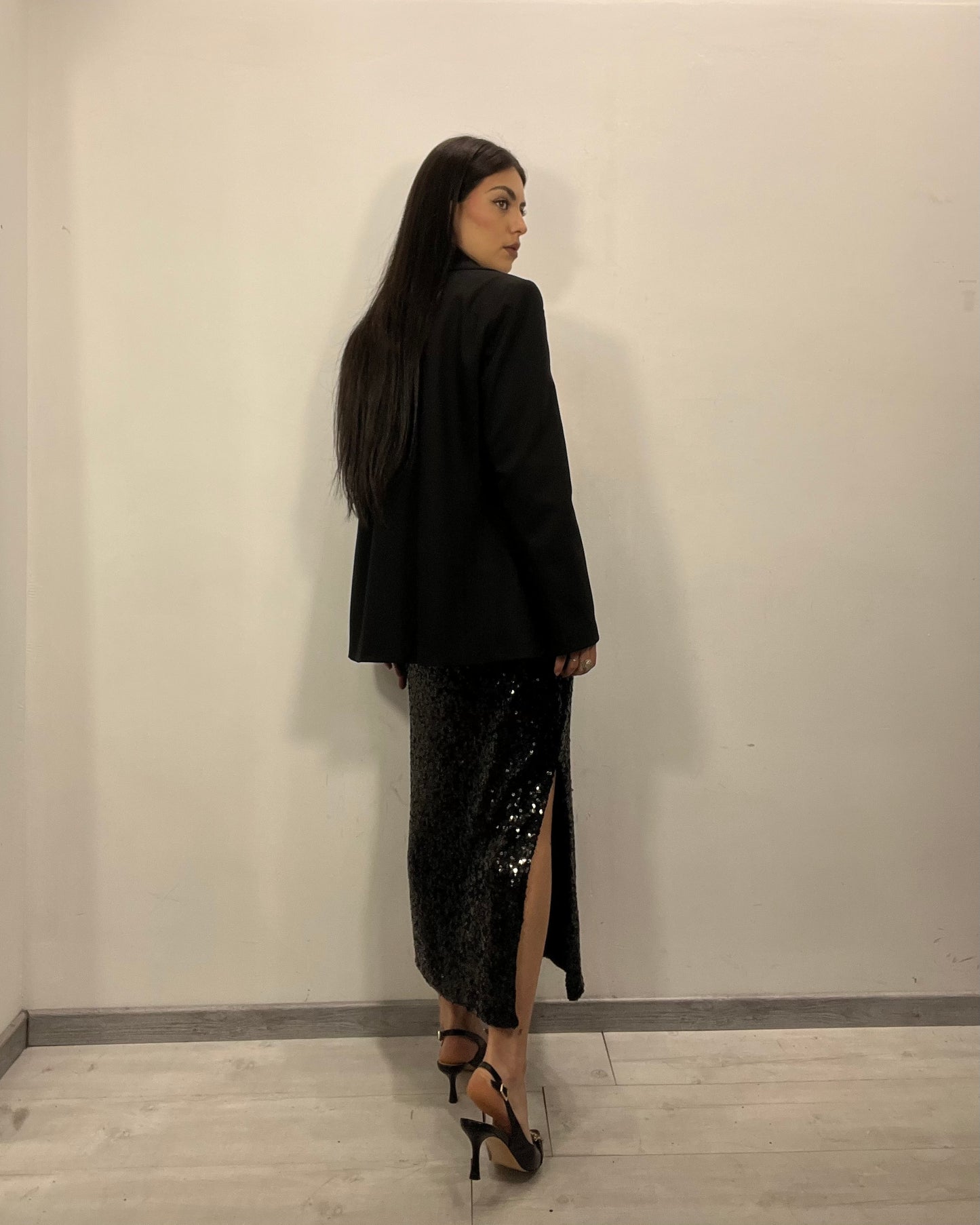 Gonna tubolare in paillettes