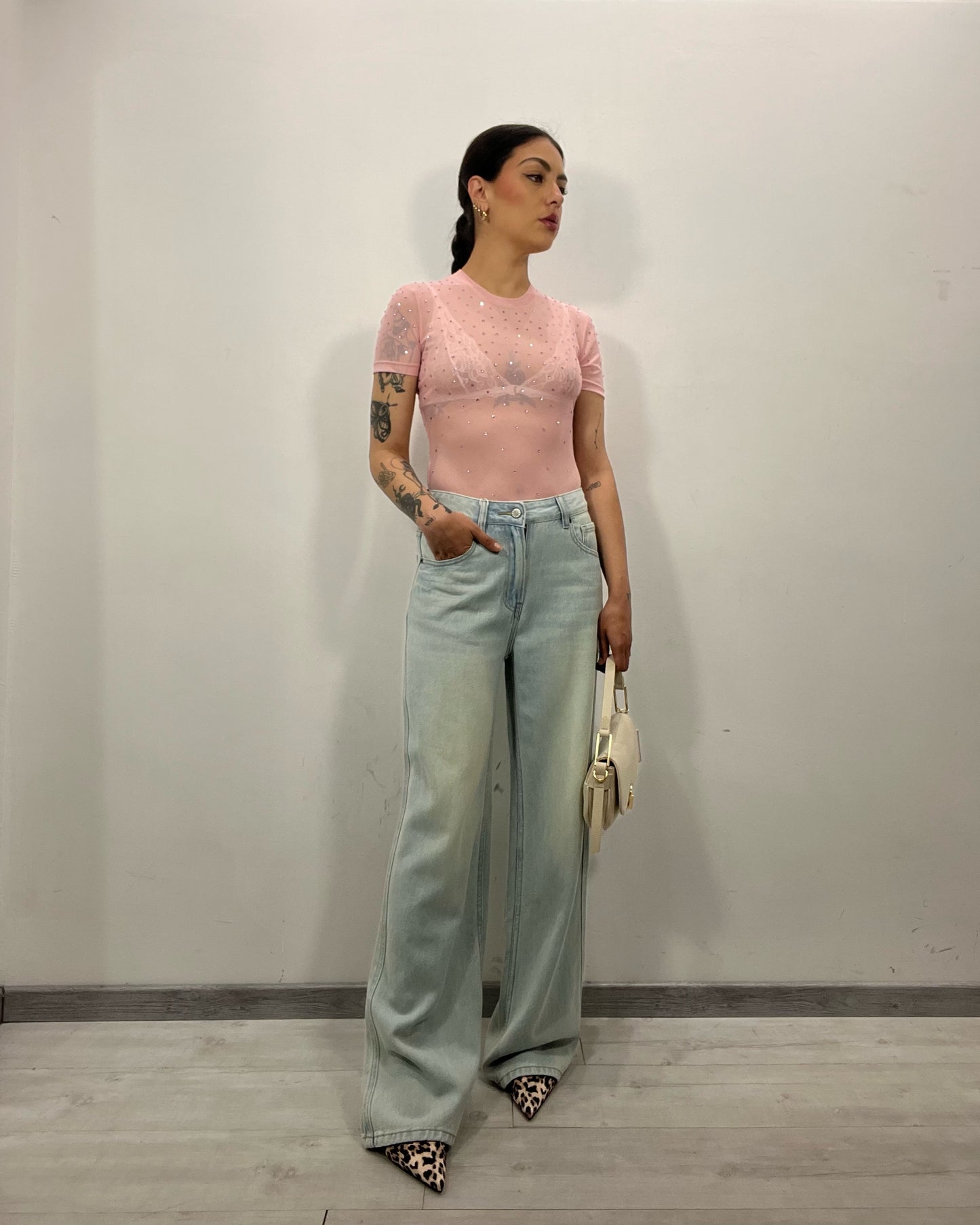 Body rosa strass