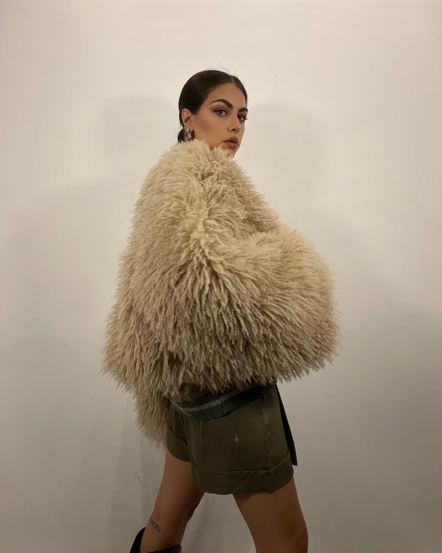 Ecopelliccia frisé beige