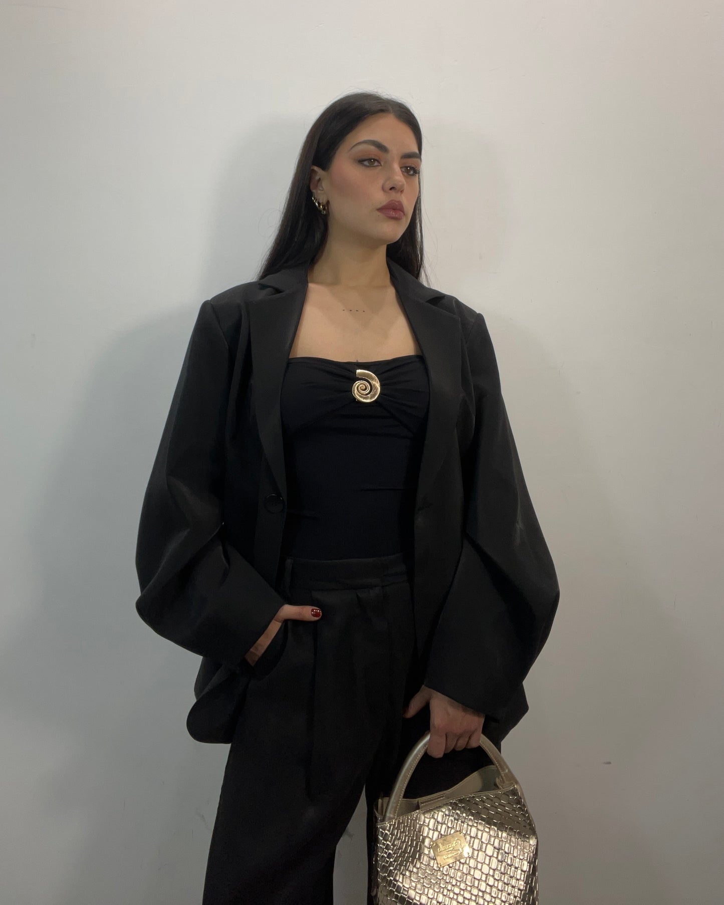 Pantalone tailleur nero