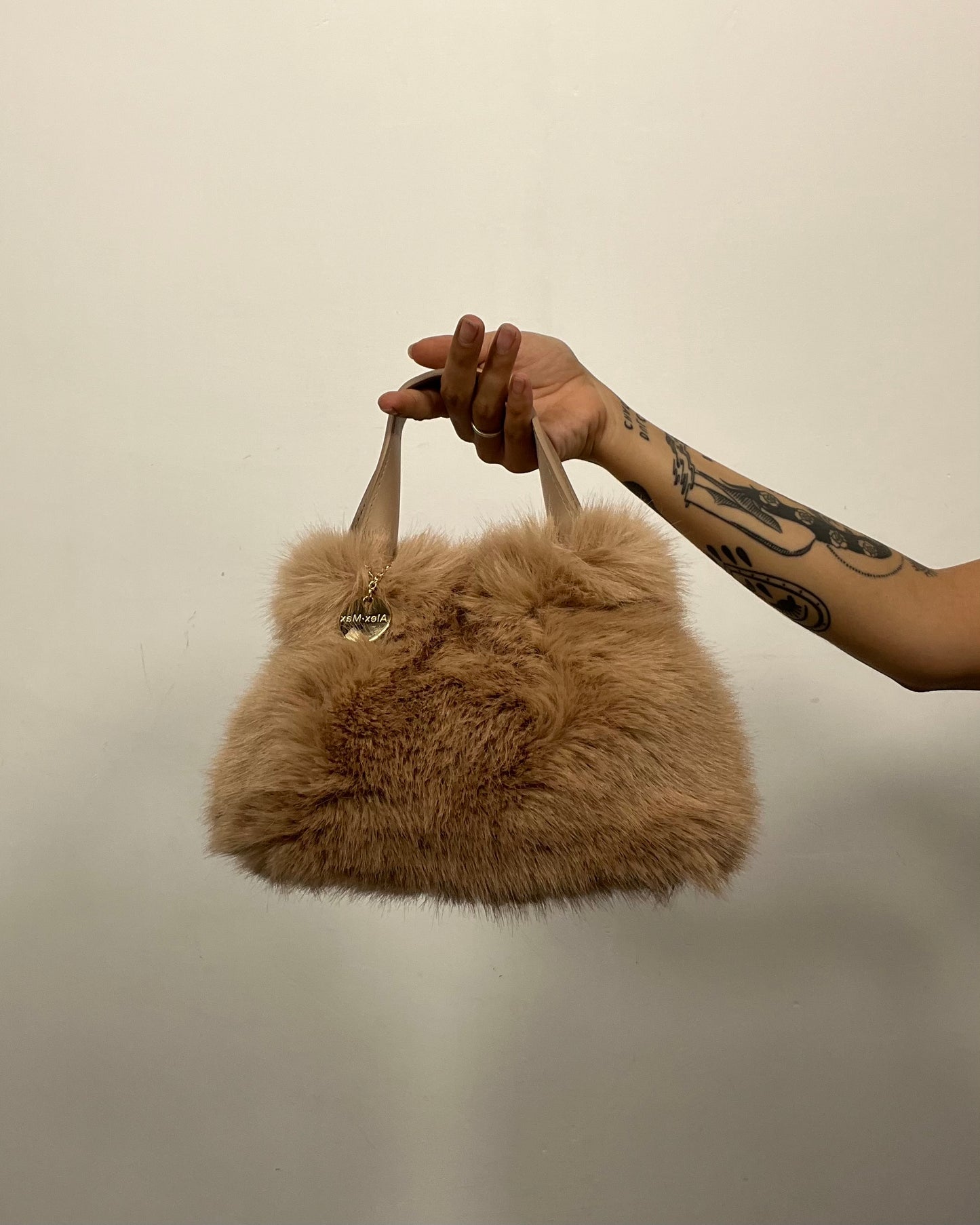 Mini bag eco pelliccia cipria