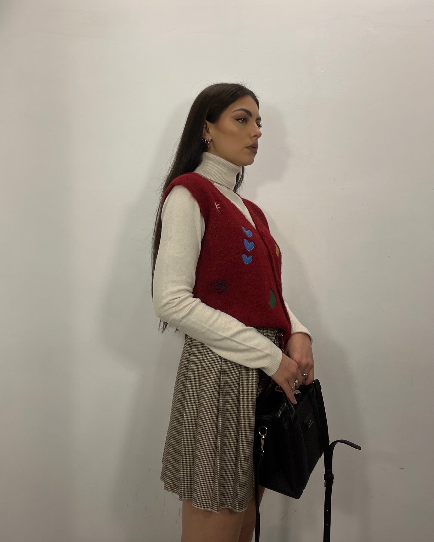 Gilet con ricami rosso