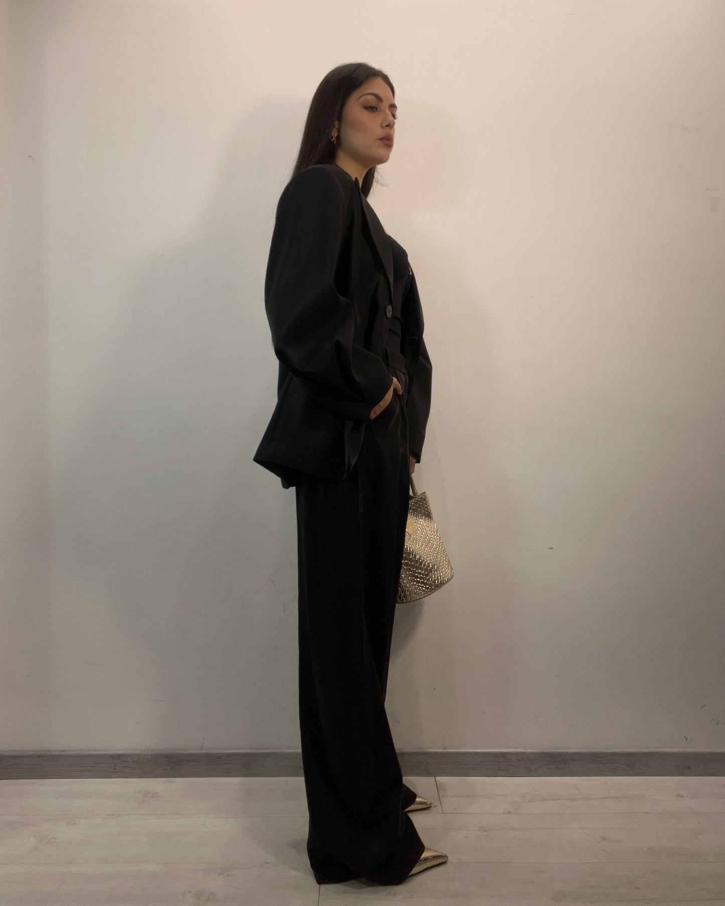 Pantalone tailleur nero