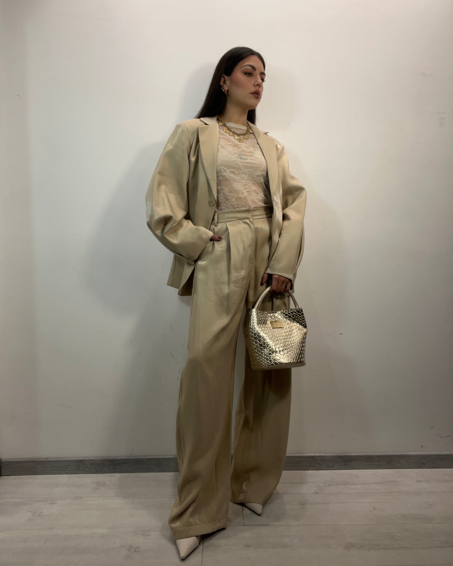 Giacca tailleur beige
