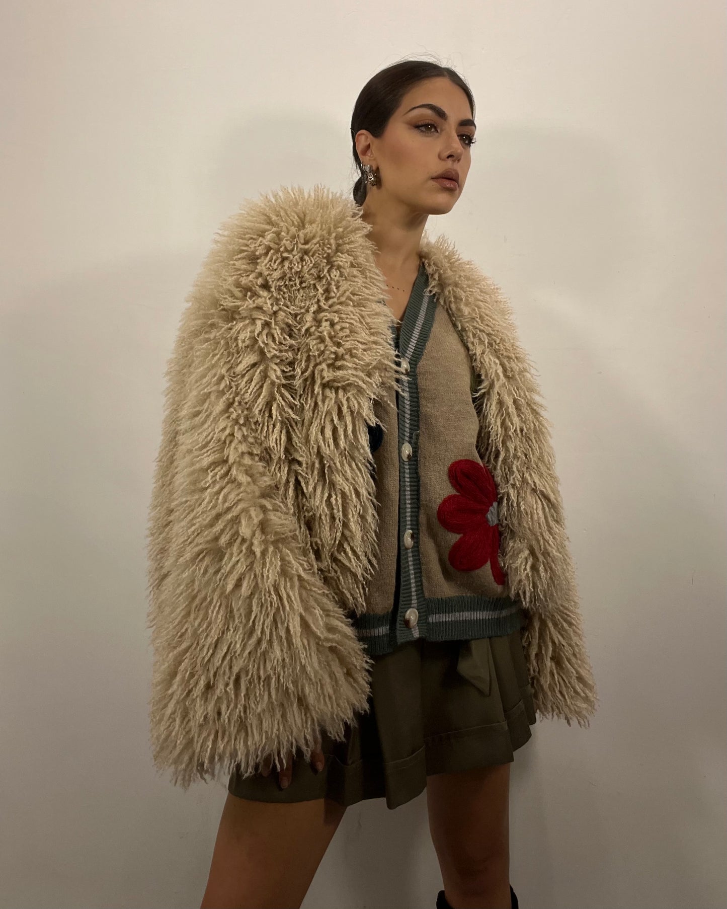 Ecopelliccia frisé beige