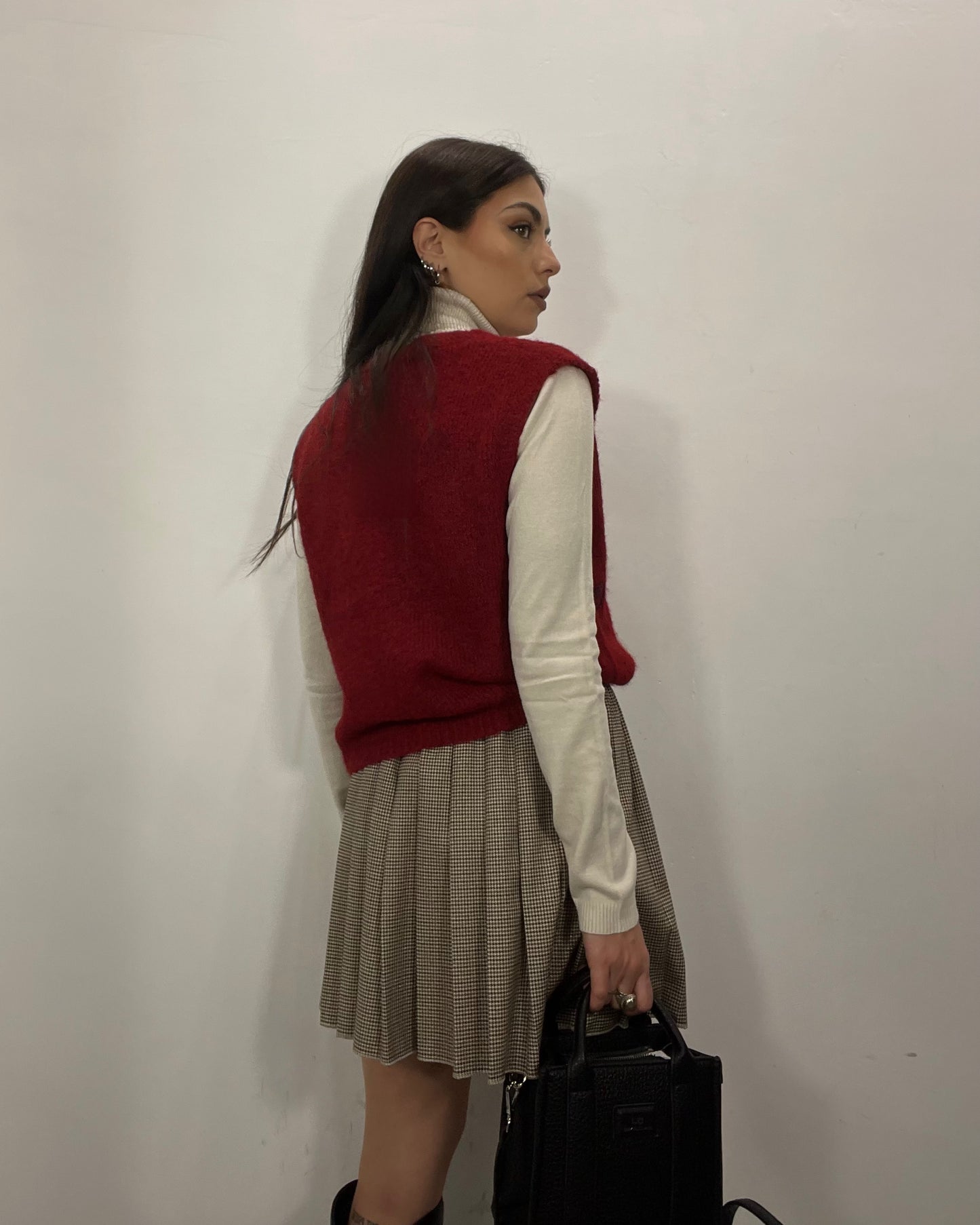Gilet con ricami rosso