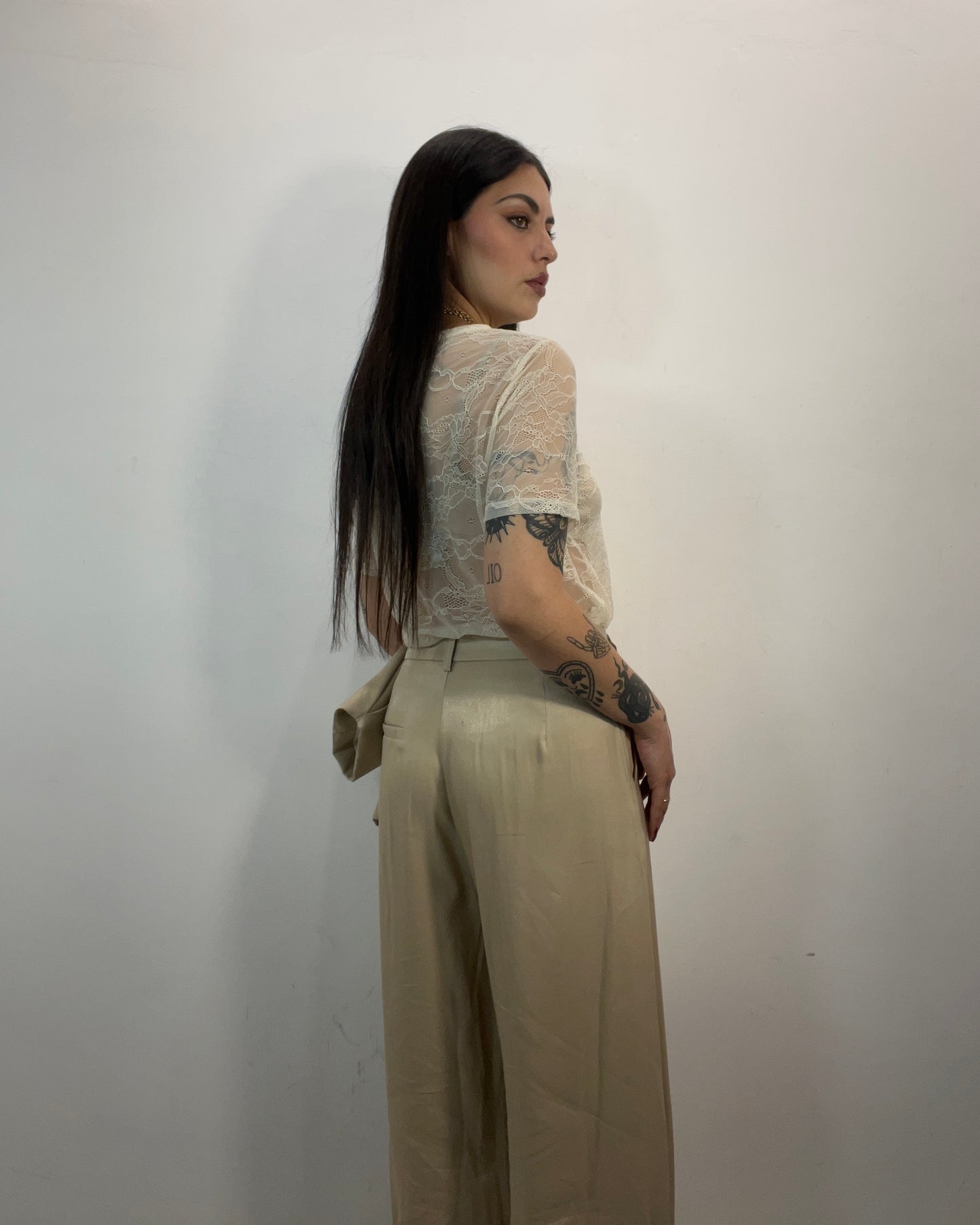 Pantalone tailleur beige