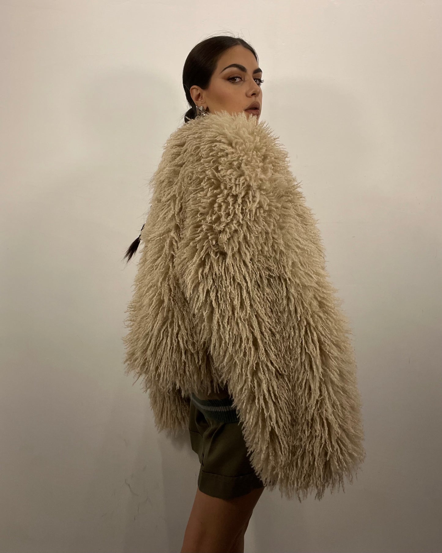 Ecopelliccia frisé beige