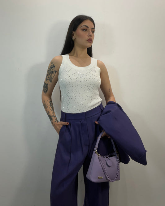 Pantalone tailleur viola