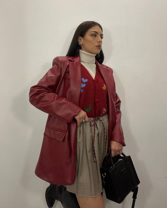 Gilet con ricami rosso