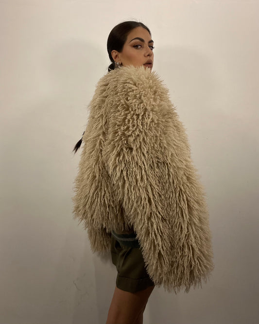 Ecopelliccia frisé beige